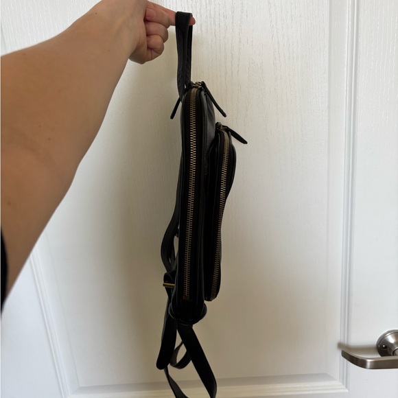 margot Black Leather Mini Backpack with Front Zip Pocket - Picture 5 of 5